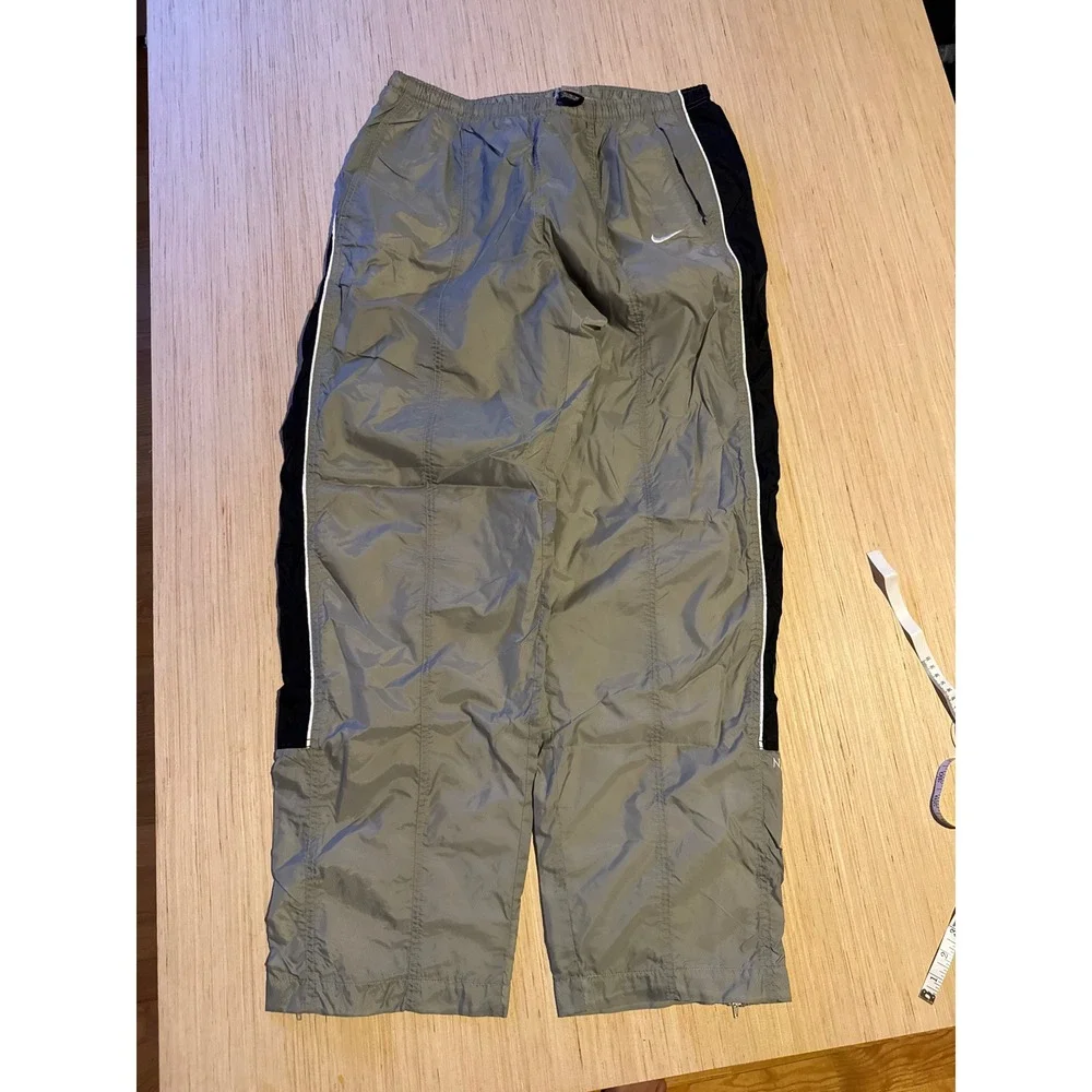 Nike Mens Track Pants Grey Black Piping Zipper Ankle XL Athletic Trousers